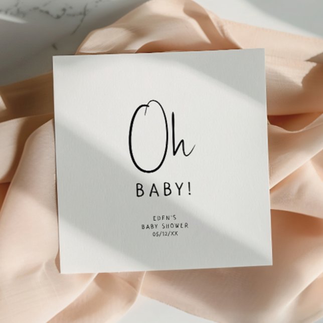 Servilleta De Papel Neutral moderno simple Oh servilletas Baby Shower (Subido por el creador)