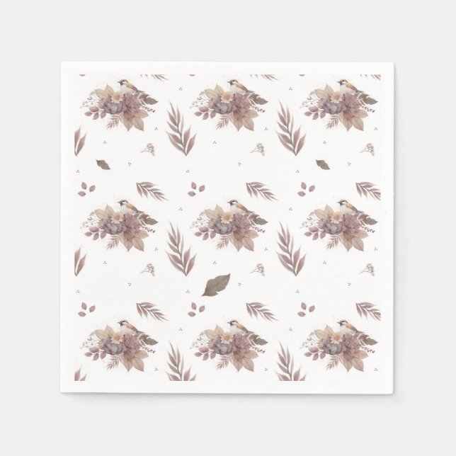Servilleta De Papel Neutral Otumn Bird Seamless Pattern (Anverso)