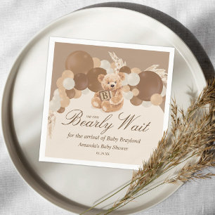 Servilleta De Papel Neutral Pampas Grass Teddy Bear Baby Shower