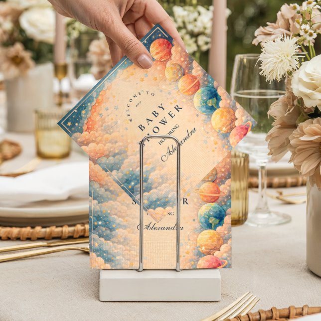 Servilleta De Papel Neutral Space Planets Stars Baby Shower (Subido por el creador)