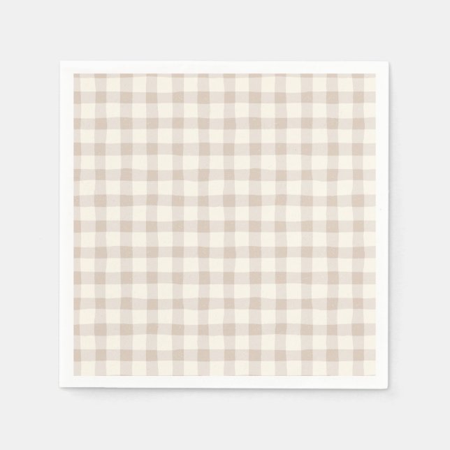 Servilleta De Papel Neutral Tan Gingham (Anverso)