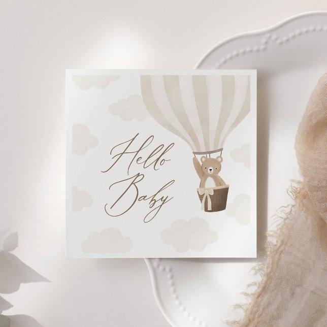 Servilleta De Papel Neutral Teddy Bear Hot Air Balloon Baby Shower (Subido por el creador)