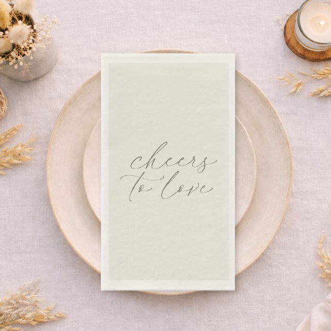 Servilleta De Papel Neutral Wedding Guest Towels “Cheers to Love” (Subido por el creador)