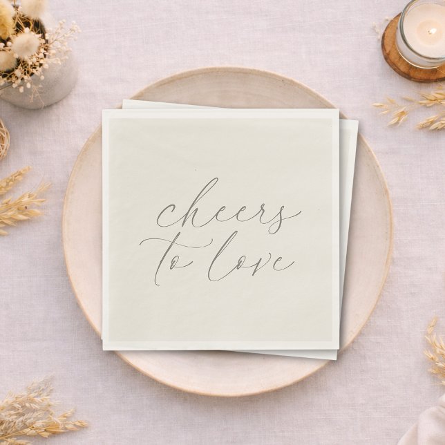 Servilleta De Papel Neutral Wedding Napkins “Cheers to Love” (Subido por el creador)