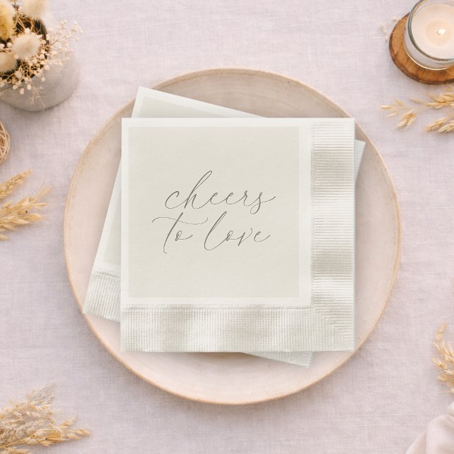Servilleta De Papel Neutral Wedding Napkins “Cheers to Love” (Subido por el creador)
