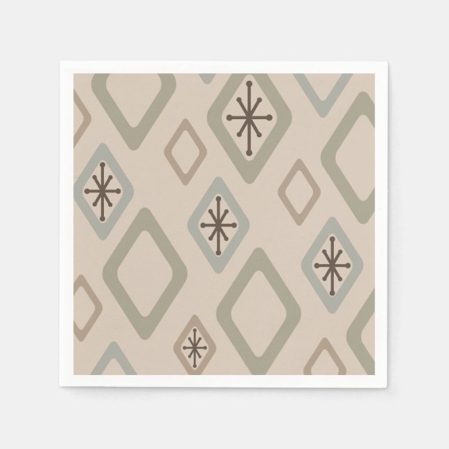 Servilleta De Papel Neutros blandos de diamantes de mediados de siglo (Anverso)