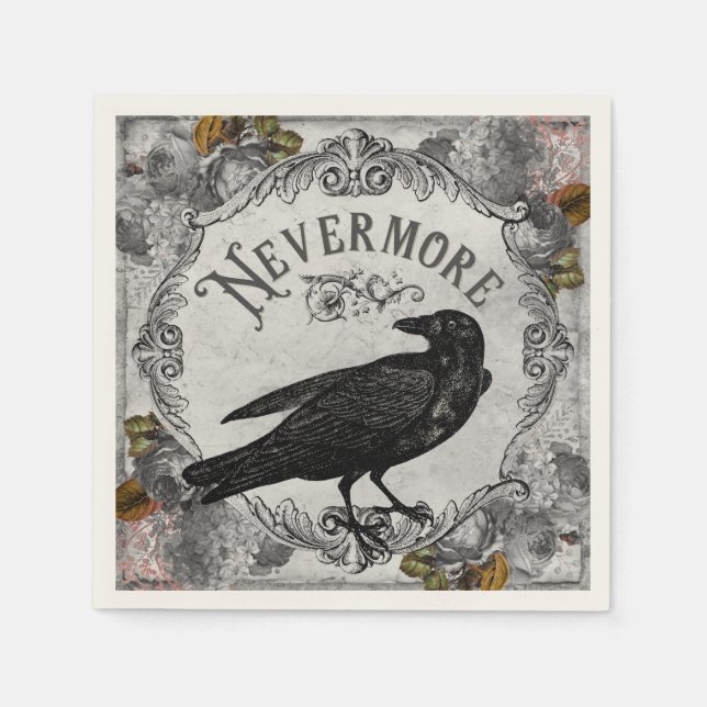 Servilleta De Papel Nevermore Eerie Raven Halloween Horror (Anverso)