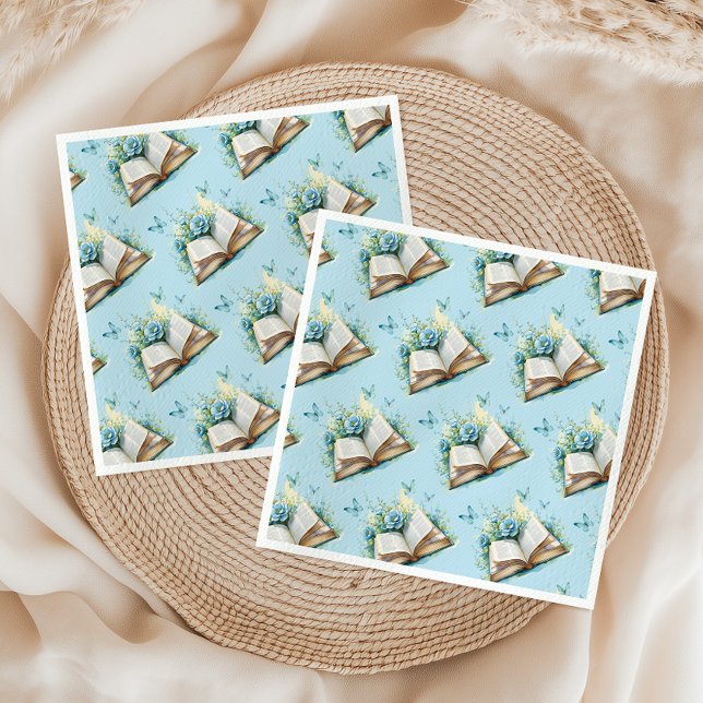 Servilleta De Papel New Chapter Begin Boy Blue Brunch Book Baby Shower (Subido por el creador)