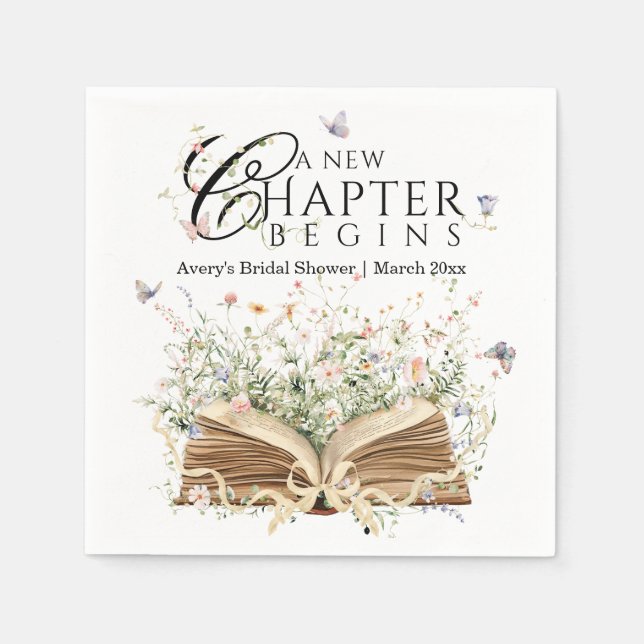 Servilleta De Papel New Chapter Book Theme bridal shower (Anverso)