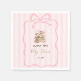Servilleta De Papel New Chapter Pink Bow Stripes Baby Shower