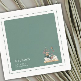 Servilleta De Papel  New Chapter Storybook Baby Shower Green Sage 