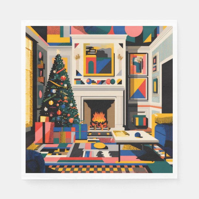 Servilleta De Papel New Wave 1980s Pop Art Christmas Napkins (Anverso)