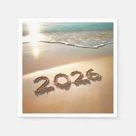 Servilleta De Papel New Year 2026 In Beach Sand
