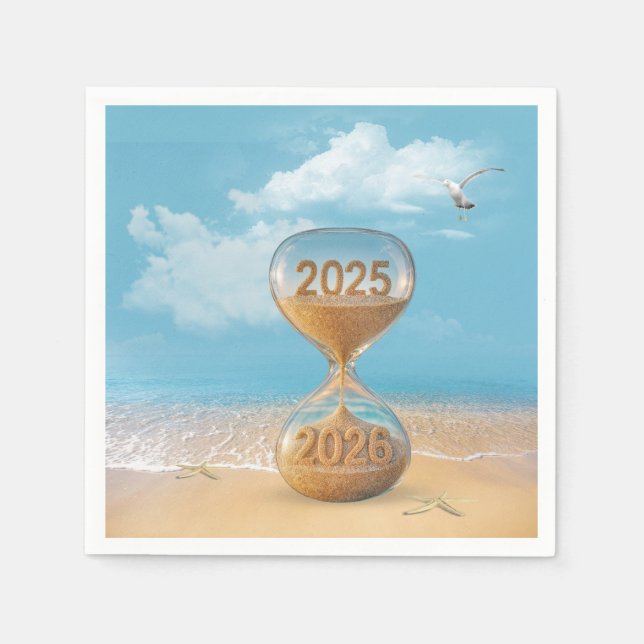 Servilleta De Papel New Year 2026 Sand Timer With Starfish (Anverso)