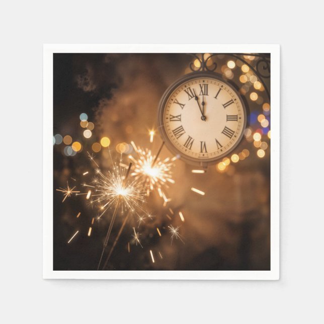 Servilleta De Papel New Years Eve Countdown With Sparklers (Anverso)