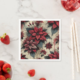 Servilleta De Papel Newsprint Poinsettia Grunge Art Decoupage