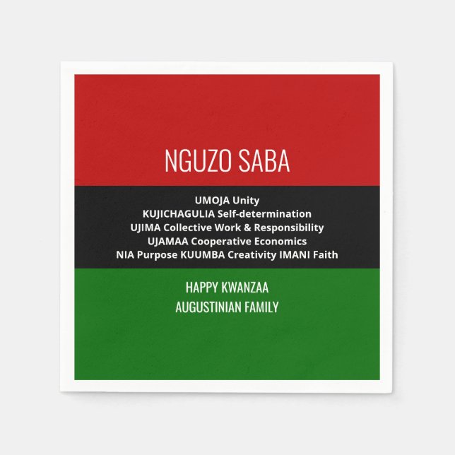 Servilleta De Papel NGUZO SABA Happy Kwanzaa (Anverso)