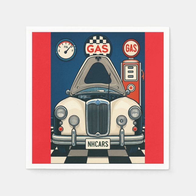 Servilleta De Papel NH Napkins Ilustracion de coches antiguos (Anverso)