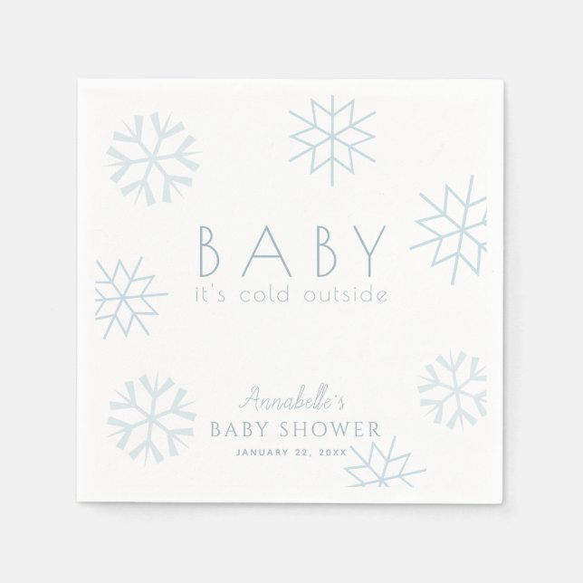 Servilleta De Papel Nieve azul Niño Baby Shower Napkins (Anverso)