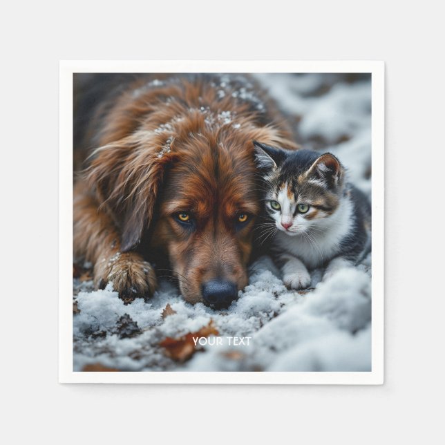 Servilleta De Papel Nieve de gato de perro maldición (Anverso)