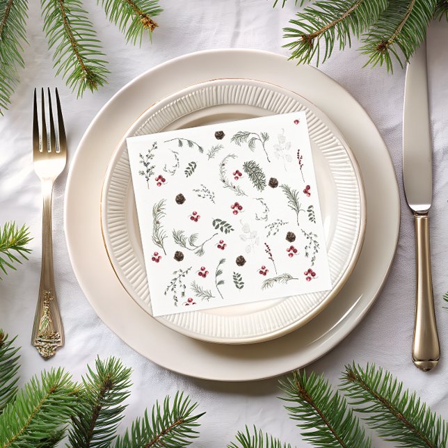 Servilleta De Papel Nieve en amor Invernal Floral Bridal Shower (Subido por el creador)
