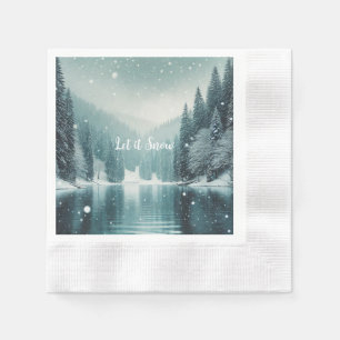 Servilleta De Papel Nieve en invierno, lago de montaña