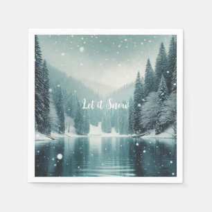 Servilleta De Papel Nieve en invierno, lago de montaña