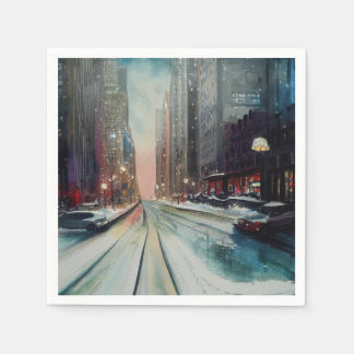 Servilleta De Papel Nieve En La Ciudad