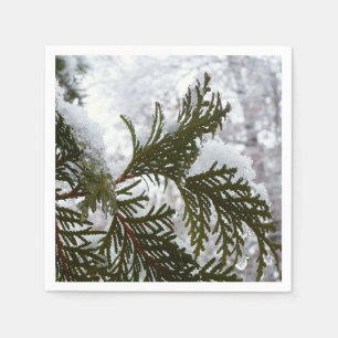 Servilleta De Papel Nieve en ramas verdes