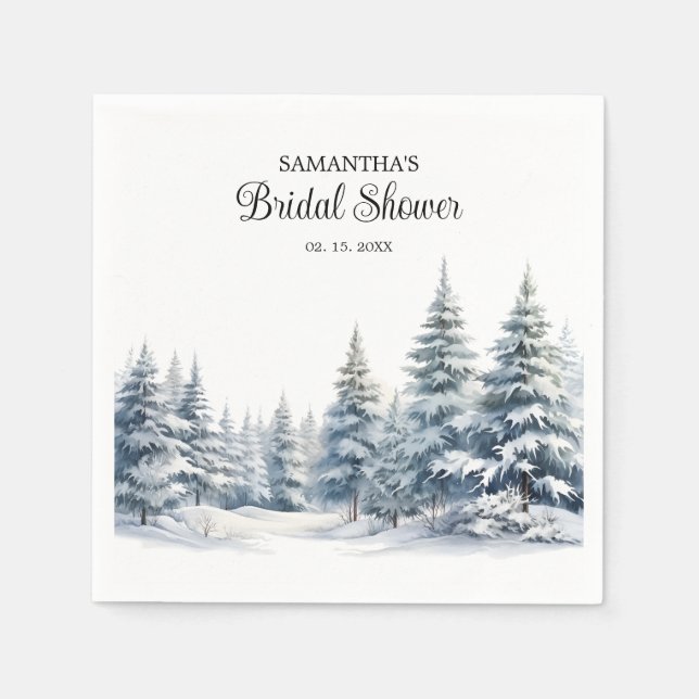 Servilleta De Papel Nieve enamorada bosque de pinos invernales Desayun (Anverso)