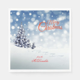 Servilleta De Papel Nieve escénica y árboles de Navidad - Personalizar