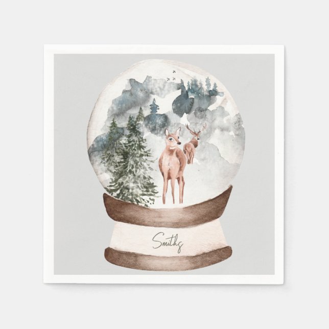 Servilleta De Papel Nieve globo Personalizado Familia Nombre Navidades (Anverso)