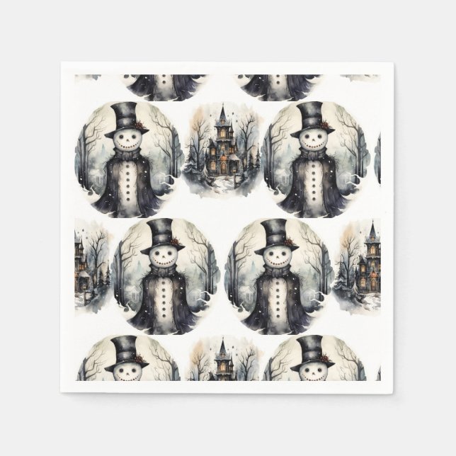 Servilleta De Papel Nieve gótica de invierno (Anverso)