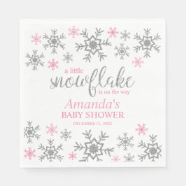 Servilleta De Papel Nieve Rosa de Invierno Baby Shower