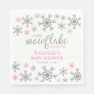 Servilleta De Papel Nieve Rosa de Invierno Baby Shower