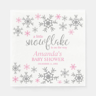 Servilleta De Papel Nieve Rosa de Invierno Baby Shower