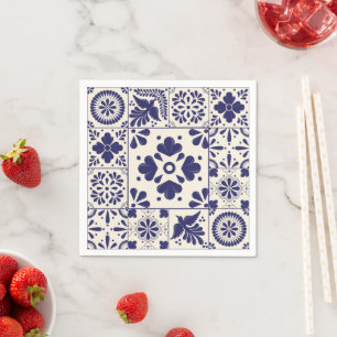 Servilleta De Papel Nile Blue Talavera Floral Tradicional Mexicana