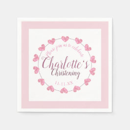 Servilleta De Papel Niña bautizada con el color rosa y blanco