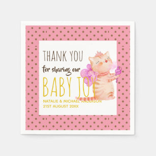 Servilleta De Papel Niña bebé primer cumpleaños ducha princesa gatos g