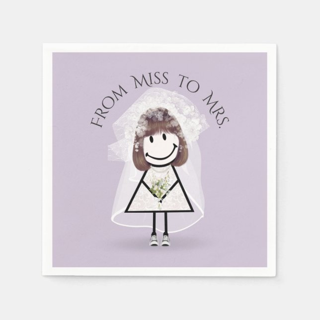 Servilleta De Papel Niña con palo de novia en zapatillas con Daisy Bou (Anverso)