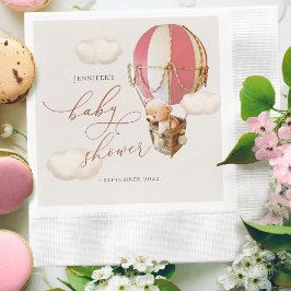 Servilleta De Papel Niña Cumpleaños Globo Oso Rosa Papel