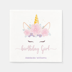 Servilleta De Papel Niña Cumpleaños Unicornio