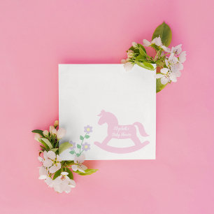 Servilleta De Papel Niña de caballo mecedor rosa Baby Shower