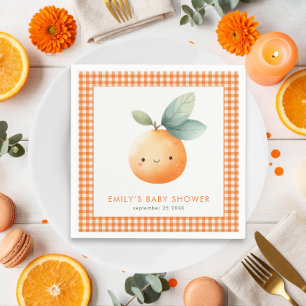 Servilleta De Papel Niña de cuadros naranja Cumpleaños de bebé pequeña