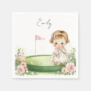 Servilleta De Papel Niña de golf en green de putting