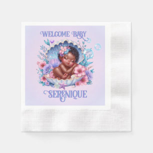 Servilleta De Papel Niña de la etnia que duerme en Pastel de conchas