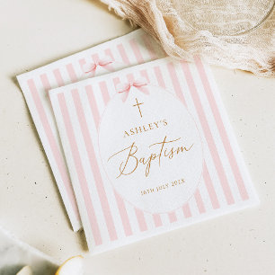 Servilleta De Papel Niña de Rayas Rosadas Bautizo