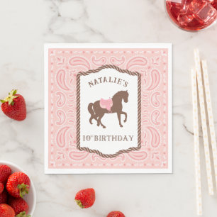 Servilleta De Papel Niña de vaca rosa   Silhouette Horse 10 cumpleaños