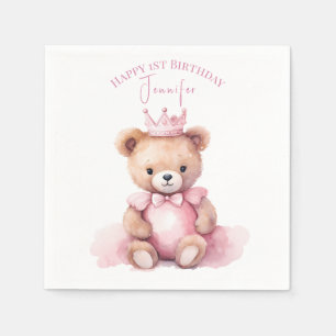 Servilleta De Papel Niña del Oso de Peluche Cumpleaños 1 Servilletas B