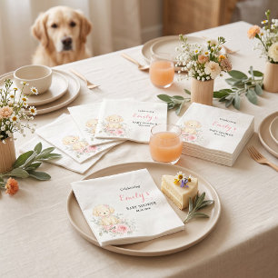 Servilleta De Papel Niña Dorada Floral Cachorro Retriever